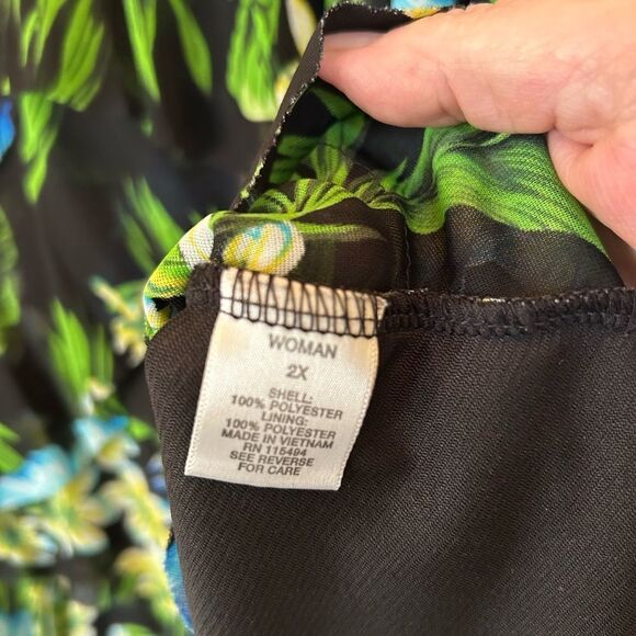 Dress Barn Vintage Black Floral Tiered Ruffle Y2K FairycoreTank 2X - Picture 4 of 11